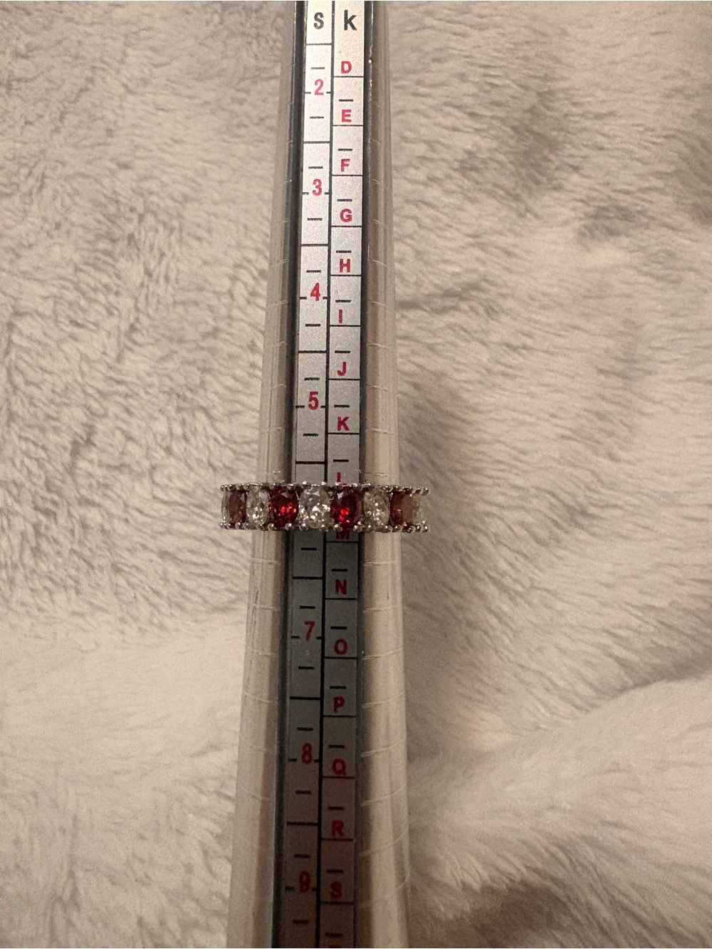 Red and Clear Moissanite  Eternity Band Size 6